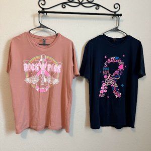 2 Breast Cancer Awareness T Shirts - Size L